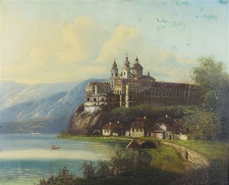 Pittore primi '900 "Abbazia di Melk" cm. 55x70 - olio su tela