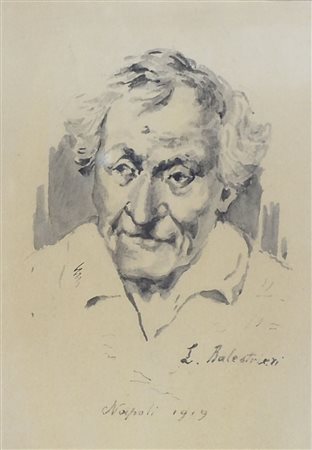 Lionello Balestrieri 1872-1958 "Ritratto" cm. disegno a matita Firmato b. a...