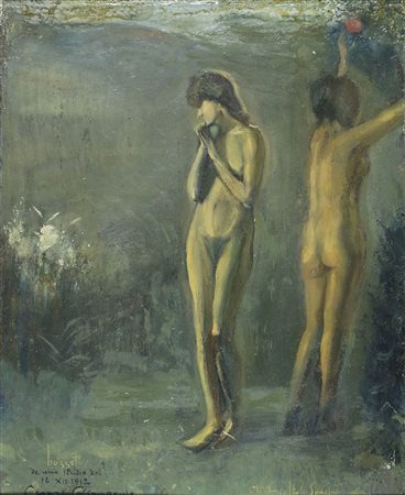 Cesare Sofianopulo Trieste 1889-1968 "Bozzetto per la Tentazione" cm. 45x37 -...