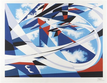 Tullio Crali Igalo 1910-2000 "Volo acrobatico" cm. 50x70 - litografia a...