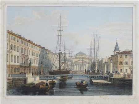 "Canale a Trieste" cm. 22x31 - stampa a colori