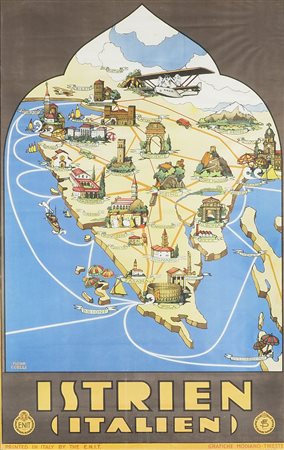 Piero Coelli 1893-1980 "Istrien-Italien" cm. 100x62 - manifesto a colori...