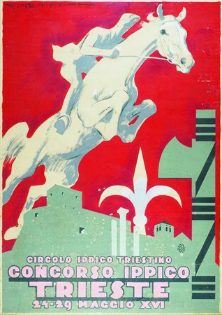 Gino De Finetti Pisino 1897-Corona (GO) 1955 "Circolo ippico Trieste, maggio...