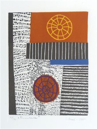 Luigi Spacal Trieste 1908-2000 "Rimembranza" cm. 46x35 - incisione a colori...