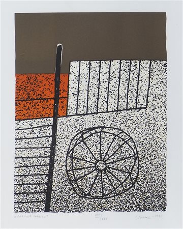 Luigi Spacal Trieste 1908-2000 "Cortile carsico" cm. 46x35 - incisione a...