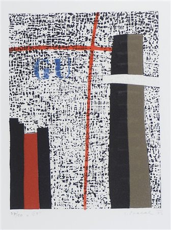 Luigi Spacal Trieste 1908-2000 "G.U." cm. 46x35 - incisione a colori Firmato...