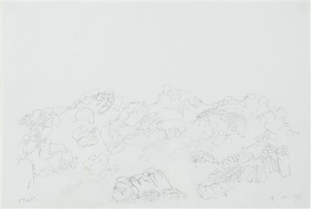 Anton Zoran Music Gorizia 1909-2012 "Paesaggio roccioso" cm. 21x30 - matita...