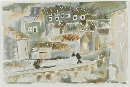 Bogdan Grom 1918-2013 "Srada fra le case" cm. 45x58 - litografia a colori...