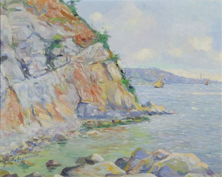 Attilio Fonda 1880-? "Punta Ronco, Strugnano" cm. 40x50 - olio su faesite...