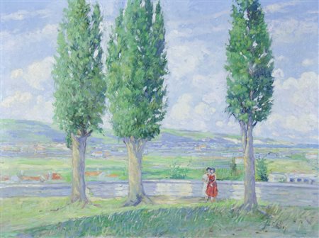 Attilio Fonda 1880-? "Valle di Sicicole" cm. 50x66 - olio su compensato...