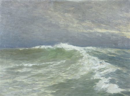 Giuseppe Garzolini Trieste 1850-1938 "Mareggiata" cm. 40x55 - olio su tela...