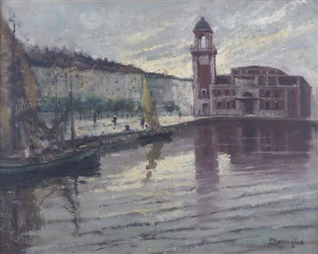 Luigi Marceglia Attiva a Trieste nel '900 "Trieste, la Pescheria" cm. 40x50 -...