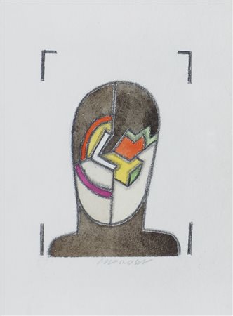 Bruno Chersicla 1937-2013 "RDM a colori" cm. 24x18 - tecnica mista su carta...