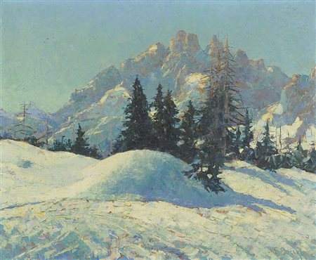 Pio Solero Sappada di Cadore 1881-1975 "Neve in alta montagna" cm. 53x65 -...