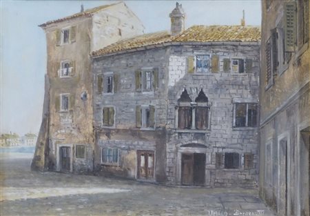 Aldo Bressanutti 1925 "Angolo di Umago" cm. 13x18 - olio su tavoletta Firmato...