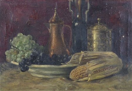 Vladimir Filakovac 1892-1972 "Natura morta con frutta e oggetti" cm. 30x43 -...