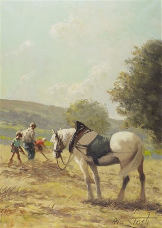 Riccardo Tosti Trieste 1910-1986 "Lo sguardo attento" cm. 70x50 - olio su...