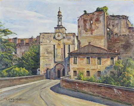Cesare Cuccoli 1895-1978 "Cittadella, Porta Padova" cm. 40x50 - olio su...
