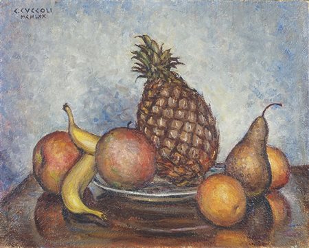 Cesare Cuccoli 1895-1978 "Natura morta di frutta" cm. 40x50 - olio su cartone...