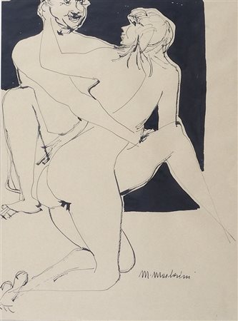 Marcello Mascherini Udine 1906-Trieste 1983 "Amanti" cm. 46x35 - china su...