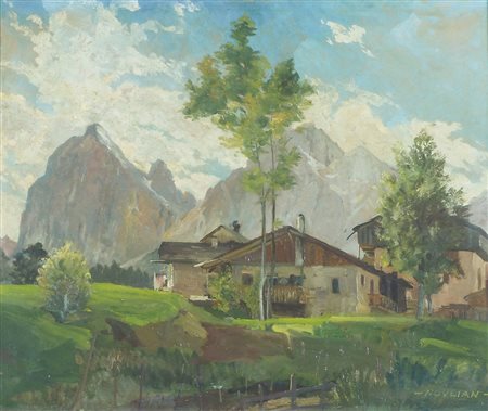 Ferdinando Noulian Trieste 1891-1984 "Le Tofane" cm. 50x60 - olio su cartone...