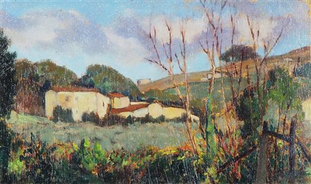 Raffaello Sernesi 1838-1866 "Trasimeno" cm. 16x26 - olio su cartone Frmato b....