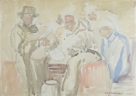 Marco Novati 1895-1975 "Persone in osteria" cm. 50x70 - acquerello su carta...