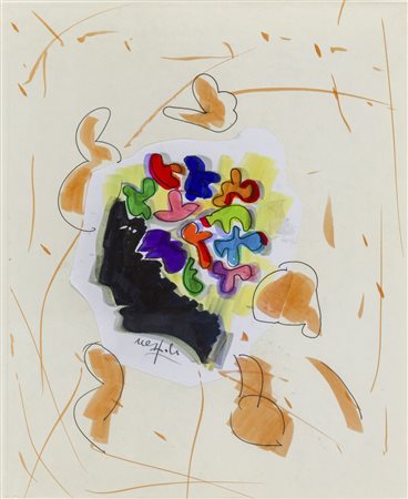 UGO NESPOLO (1941) Senza titolo Tecnica mista e collage su carta 31 x 23 cm...