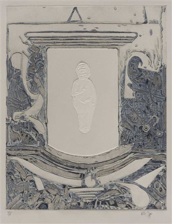 LUCIO DEL PEZZO (1933) Il bambino Acquaforte, acquatinta e calcografia con...