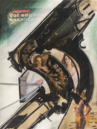 GIANNI BERTINI (1922 - 2010) Artemide e Callisto 1994 Olio e collage su tela...