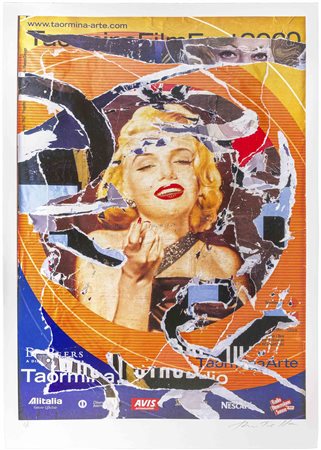 MIMMO ROTELLA (1918 - 2006) Omaggio a Marilyn Seridécollage, es. L/L su una...