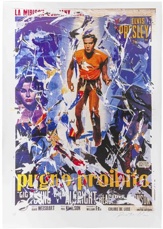 MIMMO ROTELLA (1918 - 2006) Pugno proibito Seridécollage, es. L/L su una...