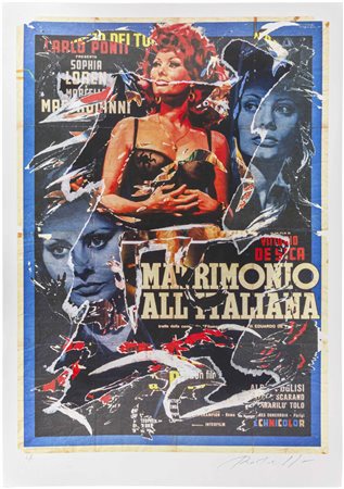 MIMMO ROTELLA (1918 - 2006) Matrimonio all'italiana Seridécollage, es. L/L su...