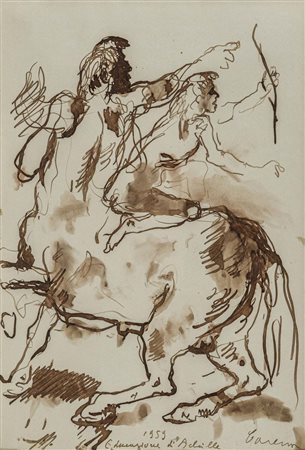 FELICE CARENA (1879 - 1966) Educazione di Achille 1959 China su carta 30 x 20...