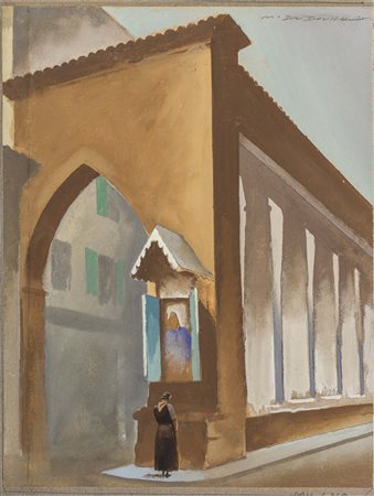 MARCELLO DUDOVICH (1892 - 1962) Scorcio di Milano Anni '30 Tempera su carta...