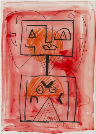 IBRAHIM KODRA (1908 - 2006) Senza titolo 1974 Gouache e pennarello su carta...