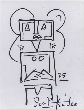 IBRAHIM KODRA (1908 - 2006) Senza titolo 1975 Pennarello su carta 24,5 x 19,5...