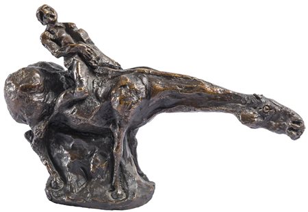 AGENORE FABBRI (1911 - 1998) Cavallo e cavaliere 1990 Scultura in bronzo fuso...
