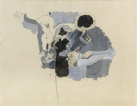 GIORGIO BELLANDI (1931 - 1976) Senza titolo 1964 Tecnica mista su carta 67 x...