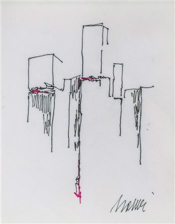 MARIO NANNI (1922) Senza titolo China e pennarello su carta 24,5 x 19,5 cm...