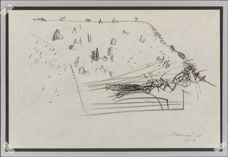 EMILIO SCANAVINO (1922 - 1986) Senza titolo 1958 Matita grassa su carta 19 x...