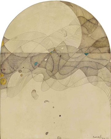 MARIO PUCCIARELLI (1928 - 2014) Tempo barocco 1991 Tecnica mista su tavola 50...