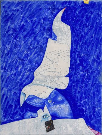 GIANNI DOVA (1925 - 1991) Senza titolo Tecnica mista su carta applicata su...