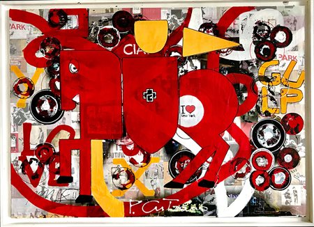 PAOLO CUTRANO Unicorno Templare, 2019 Tecnica mista su pannello cm 100x150