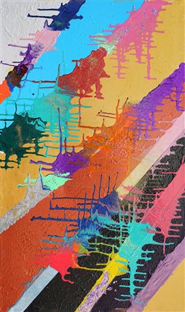 VINCENZO PIZZORUSSO CAROVANA SUBSAHARIANA Tecnica mista su tela cm 50x70