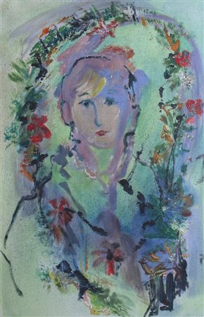 TRECCANI ERNESTO (Milano 1920 - Milano 2009) "Figura" Olio su tela cm. H:...