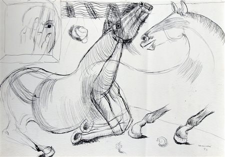 CASSINARI BRUNO (Piacenza 1912 - Milano 1992) "Studio di cavallo" 1974 China...