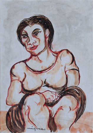 MIGNECO GIUSEPPE (Messina 1908 - Milano 1997) "Figura" China su carta cm. H:...