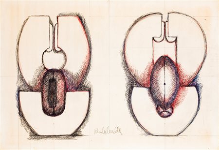 ANDREA CASCELLA (1920-1990)Senza TitoloTecnica mista su cartacm 70x100Firma...