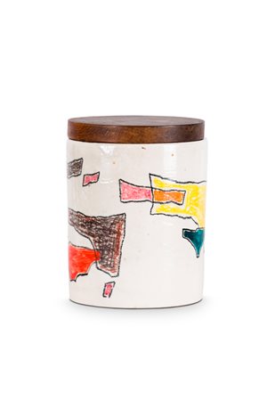 LUIGI VERONESI (1908-1998)Senza Titolo, 1964Barattolo in ceramica dipinta con...